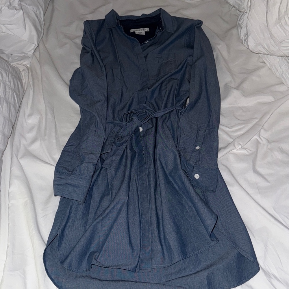 Lacoste Blue Long Sleeve Shirt Dress